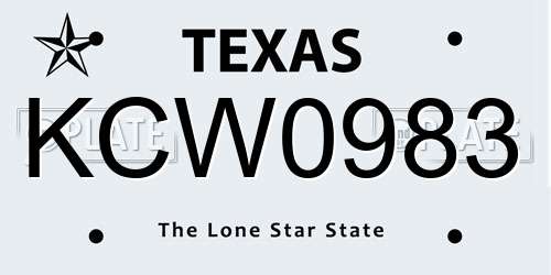 KCW0983 Texas License Plate