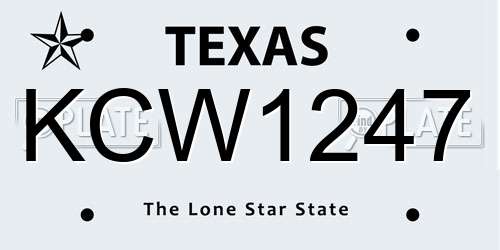 KCW1247 Texas License Plate