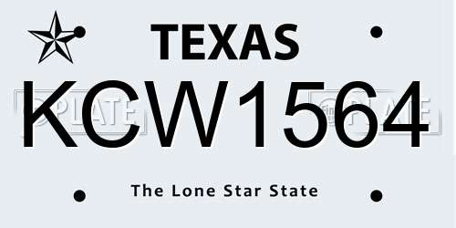 KCW1564 Texas License Plate