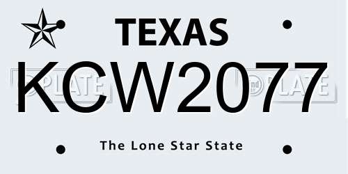 KCW2077 Texas License Plate