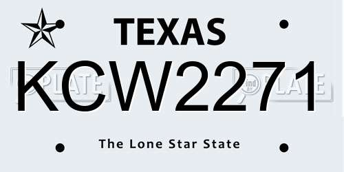 KCW2271 Texas License Plate