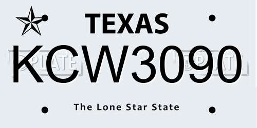 KCW3090 Texas License Plate