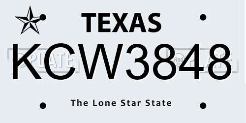 KCW3848 Texas License Plate