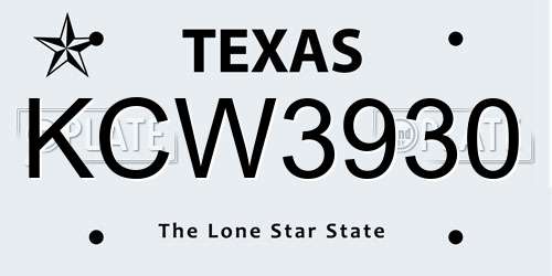 KCW3930 Texas License Plate