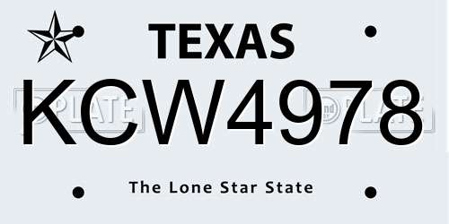 KCW4978 Texas License Plate