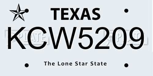KCW5209 Texas License Plate