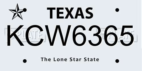 KCW6365 Texas License Plate