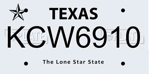 KCW6910 Texas License Plate