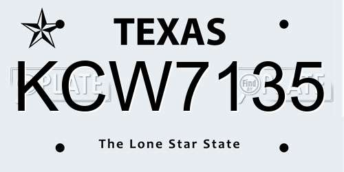 KCW7135 Texas License Plate