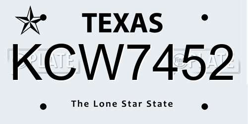 KCW7452 Texas License Plate