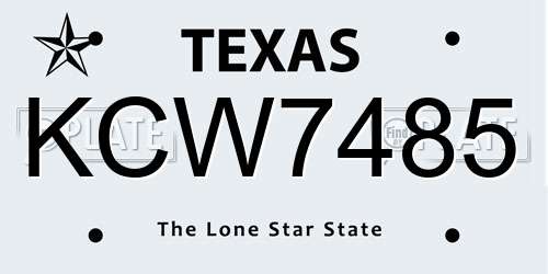 KCW7485 Texas License Plate