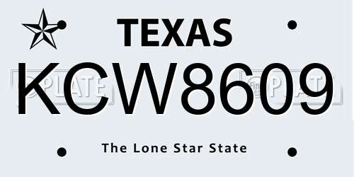 KCW8609 Texas License Plate
