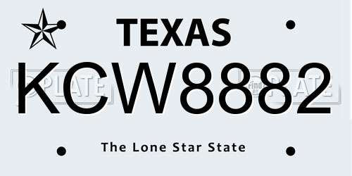 KCW8882 Texas License Plate