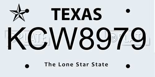 KCW8979 Texas License Plate