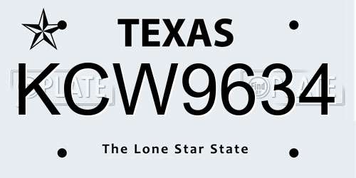 KCW9634 Texas License Plate