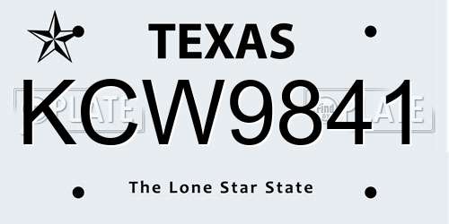 KCW9841 Texas License Plate