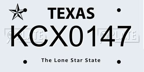 KCX0147 Texas License Plate