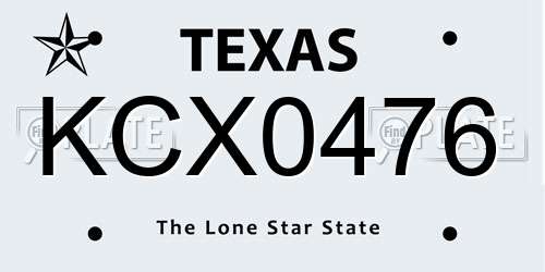 KCX0476 Texas License Plate
