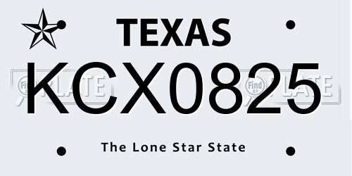 KCX0825 Texas License Plate