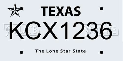 KCX1236 Texas License Plate