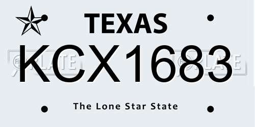 KCX1683 Texas License Plate