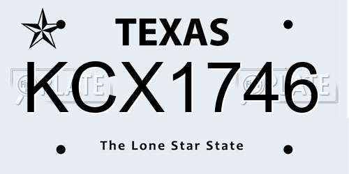 KCX1746 Texas License Plate