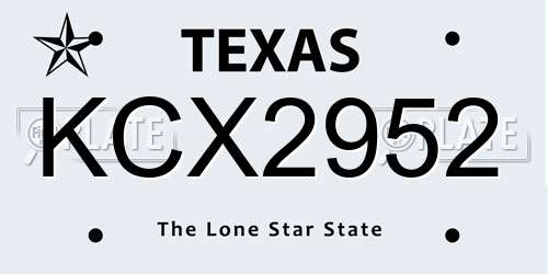 KCX2952 Texas License Plate