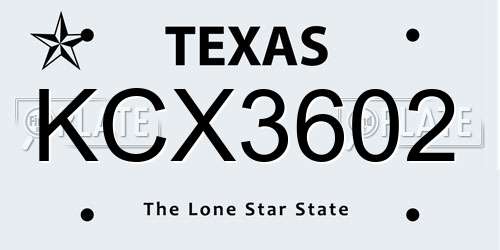 KCX3602 Texas License Plate