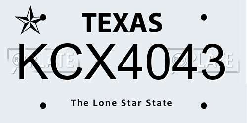 KCX4043 Texas License Plate