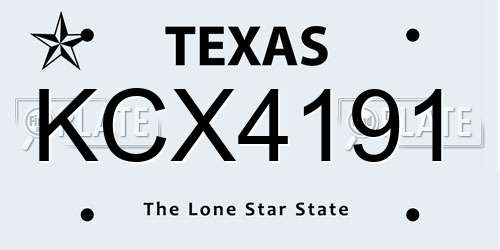 KCX4191 Texas License Plate