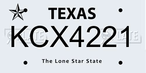 KCX4221 Texas License Plate