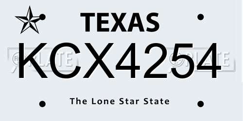 KCX4254 Texas License Plate