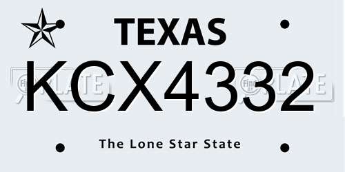 KCX4332 Texas License Plate