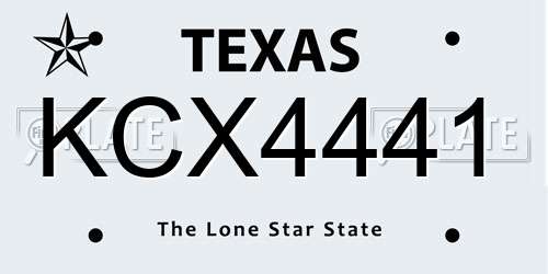 KCX4441 Texas License Plate