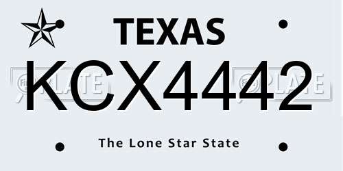 KCX4442 Texas License Plate