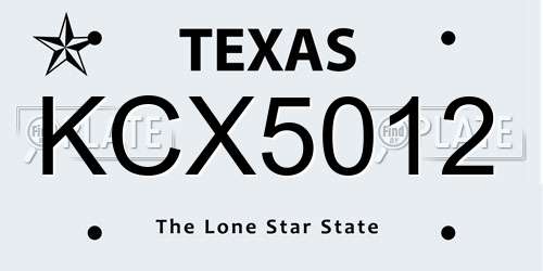 KCX5012 Texas License Plate