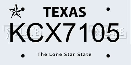KCX7105 Texas License Plate