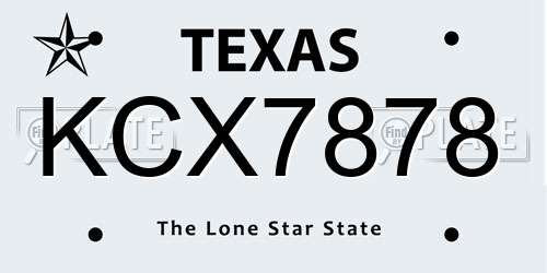 KCX7878 Texas License Plate