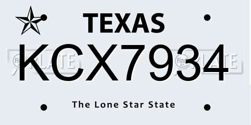 KCX7934 Texas License Plate