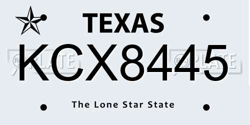KCX8445 Texas License Plate