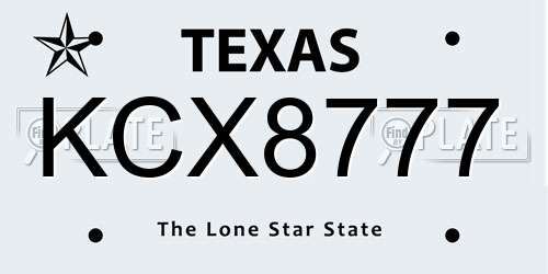 KCX8777 Texas License Plate