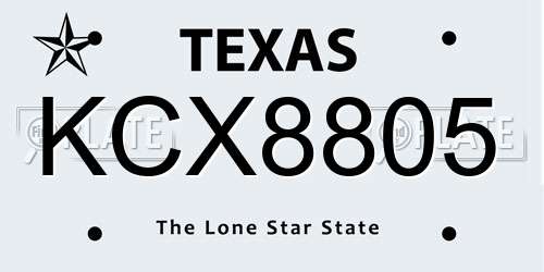 KCX8805 Texas License Plate