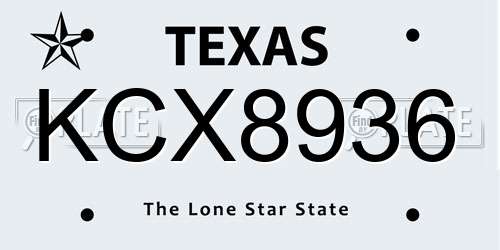 KCX8936 Texas License Plate