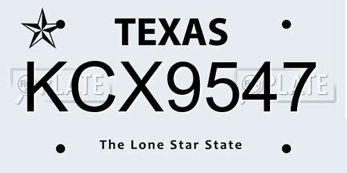 KCX9547 Texas License Plate