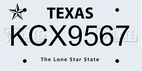 KCX9567 Texas License Plate