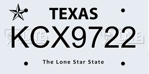 KCX9722 Texas License Plate