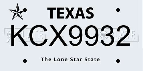 KCX9932 Texas License Plate