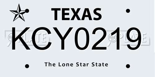 KCY0219 Texas License Plate