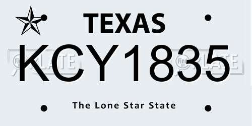 KCY1835 Texas License Plate