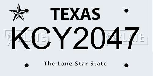 KCY2047 Texas License Plate